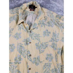 Byron Nelson Eleven Straight Shirt 2XL Short Sleeve Yellow floral camp 100% Silk